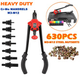 630Pcs Rivnut Rivet Nut  Riveter Nutsert Gun Tool Kit